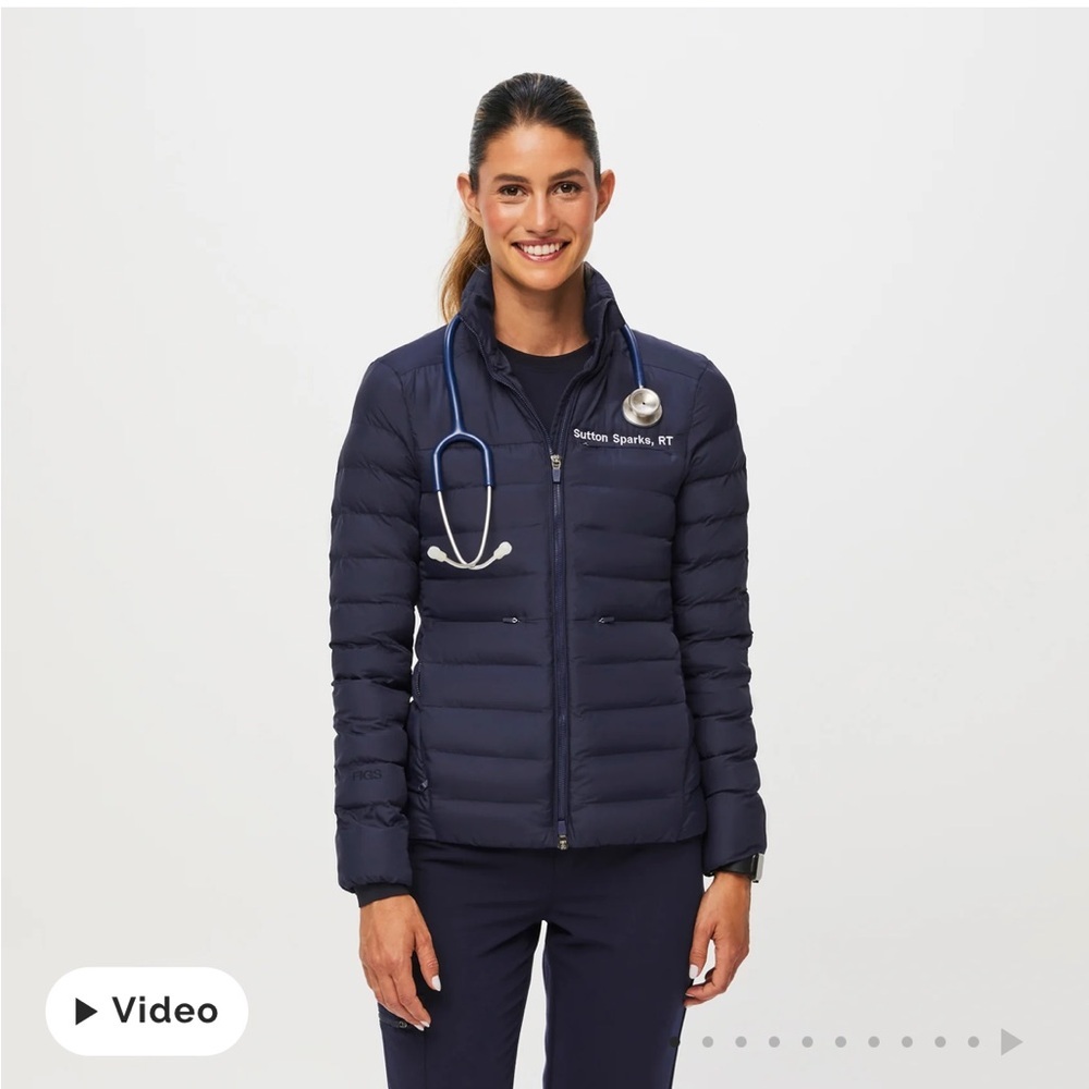 Women's Figs Navy Puffer Jacket